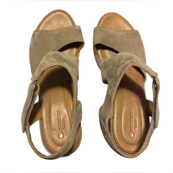 Unstructured By Clarks Grey Nubuck Gris Wedge Sandal Shoes - Picture 3 of 10